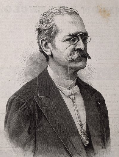 PALMA, Ricardo (1833-1919). Peruánský spisovatel, učenec, knihovník a politik. Rytina. od Artist Unknown