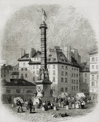 Paříž. Prodavači vody před fontánou na náměstí Chatelet (rytina) od Artist Unknown