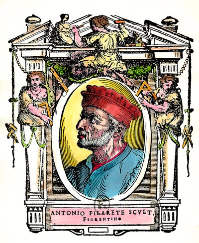 Portrét Antonia Filareteho (Antonio di Pietro Averlino nebo Averulino), florentského sochaře (rytina) od Artist Unknown