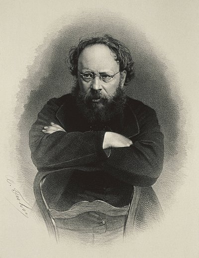 Proudhon, Pierre-Joseph (1809-1865). Francouzský socialistický teoretik a ekonom. Litografie od Artist Unknown