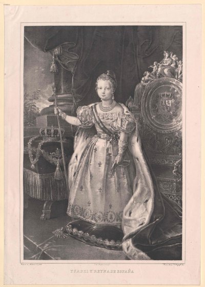 Španělská královna Isabella II. od Artist Unknown