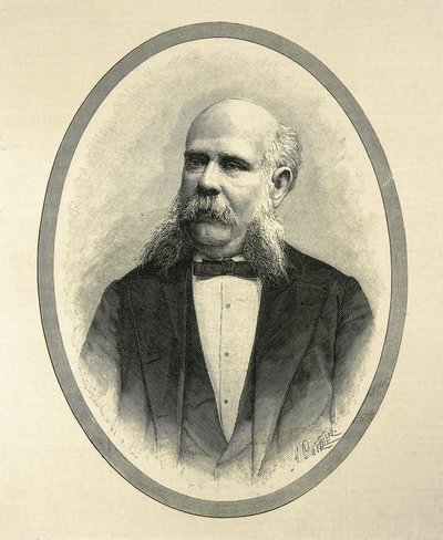 RIUS I TAULET, Francesc de Paula (1833-1889). Španělský právník a politik. Starosta Barcelony a propagátor Všeobecné výstavy v Barceloně v roce 1888. Portrét zveřejněn v knize "La Ilustracion Espanola y Americana" od A. Carretera. Rytina. od Artist Unknown