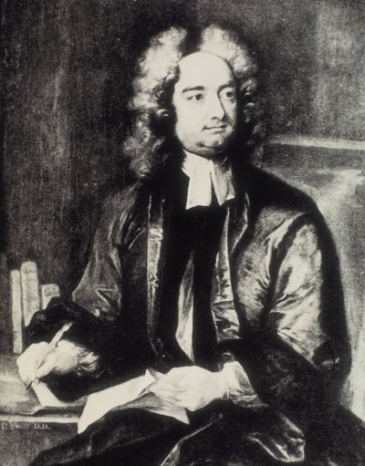 SWIFT, Jonathan (1667-1745). Irský duchovní a satirický spisovatel. Portrét děkana dublinské katedrály svatého Patrika podle obrazu Charlese Jervase (1675-1739). Rytina. Soukromá sbírka od Artist Unknown