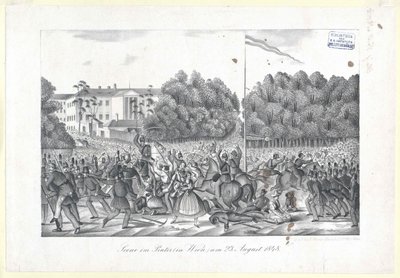 Scéna v Prátru (Vídeň) ve 23 letech. srpna 1848 od Artist Unknown