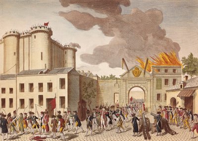 Útok davu na Bastilu 14. července 1789 během Francouzské revoluce od Artist Unknown