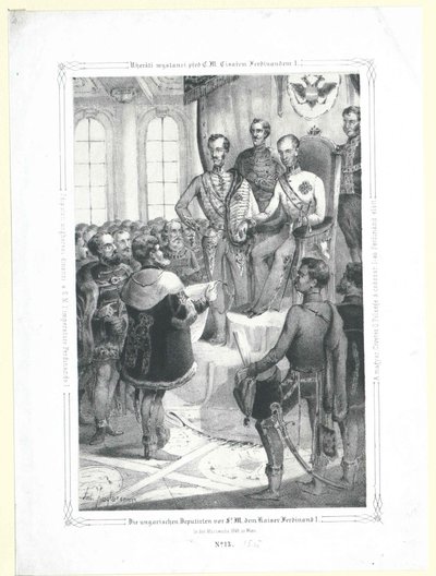 Uherští poslanci před sirem M. císařem Ferdinandem I. v týdnu v březnu 1848 od Artist Unknown