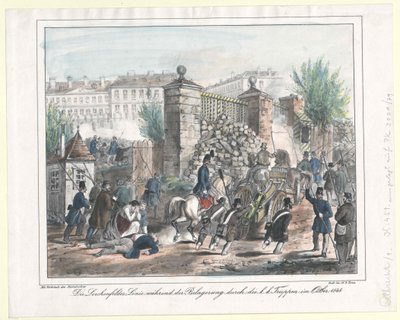 Lerchenfelderská linie při obléhání k. k. jednotkami v říjnu 1848 od Artist Unknown
