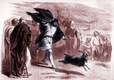 Obětní beránek poslaný na poušť za Azazela, Leviticus, kap. XVI (tisk) od Artist Unknown