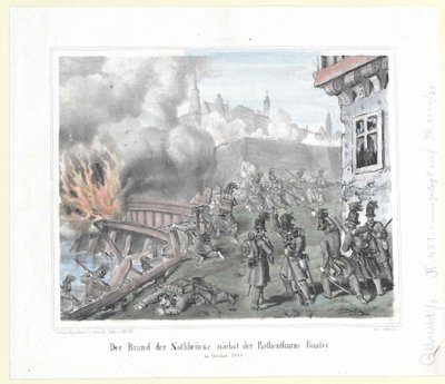 Požár Nothbruecke u Rothenthurmské bašty v říjnu 1848. od Artist Unknown