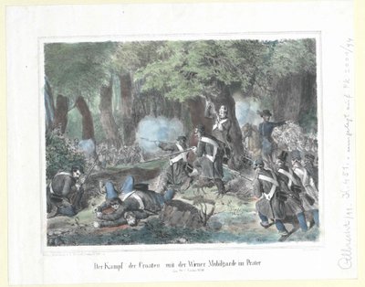 Boj Chorvatů s vídeňskou mobilní gardou v Prátru 28. října 1848 od Artist Unknown