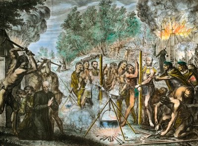 Mučedník kněží mezi americkými indiány v únoru 1646 od Artist Unknown