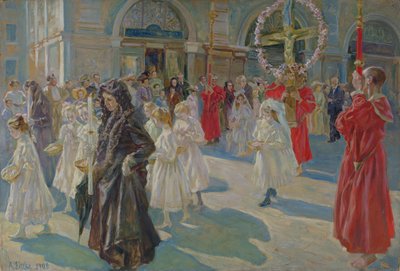 Procesí Božího těla na náměstí Piazza Grande v Terstu, 1908 od Arturo Fittke