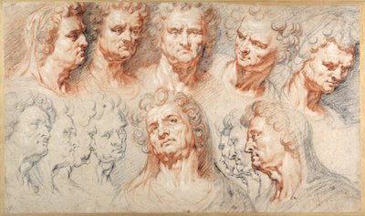 Studie hlavy (barevné křídy na papíře) od Artus I (attr. to) Quellinus