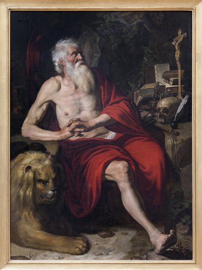 Svatý Jeroným meditující, malba připisovaná Artusi Wolffortovi (1581-1641). Fotografie, KIM Youngtae, Lyon, Musee des Beaux Arts de Lyon. od Artus Wolfaerts or Wolffort