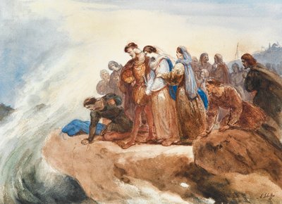 Ilustrace k baladě Der Taucher The Diver od Friedricha Schillera. od Ary Scheffer