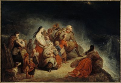 Bouře, asi 1820 (olej na dřevě, zlacení na plátně) od Ary Scheffer