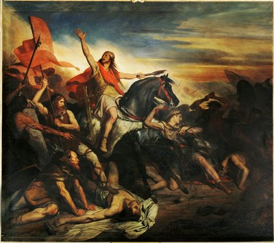 Bitva u Tolbiaku mezi Alamanskými a Siegbertovými Franky... (malba na plátně) od Ary Scheffer