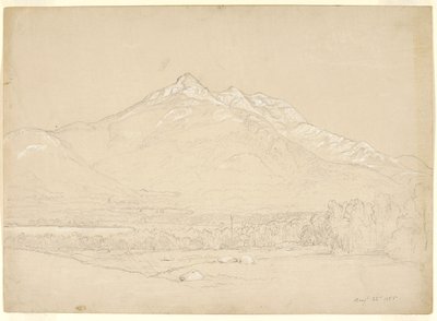 Mount Chocorua, New Hampshire, 1855 (grafit a bílý kvaš na připraveném béžovém papíře) od Asher Brown Durand