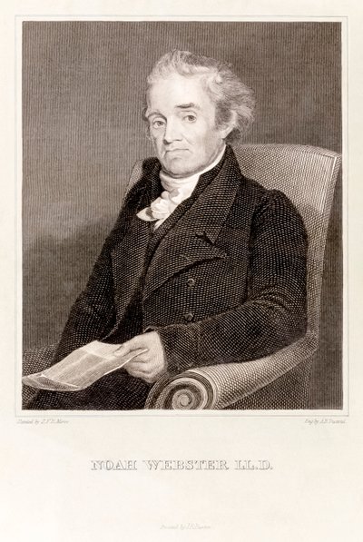 Noah Webster: americký lexikograf (rytina) od Asher Brown Durand