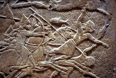 Ashurbanipal v bitvě u Til-Tuba, 650-620 př.nl od Assyrian