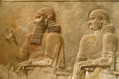 Detail Sargona II a stráže, reliéf z paláce krále Sargona v Khorsabad, cca 716-713 př.nl od Assyrian