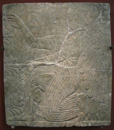 Okřídlené božstvo u posvátného stromu. Reliéf z paláce Ashurnasirpal II v Kalhu, Nimrud, 9. století před naším letopočtem od Assyrian