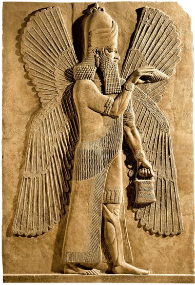 Okřídlený džin. Detail reliéfu z paláce asyrského krále Sargona II., 722-705 př.n.l. od Assyrian