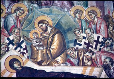 Detail fresky Uspání Panny Marie viz 134450 & 231617 od Astrapas and Eutychios