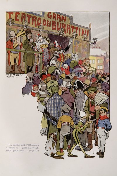 Ilustrace z Pinocchia od Attilio Mussino