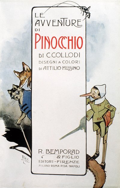 Pinocchiova dobrodružství (frontispis) od Attilio Mussino