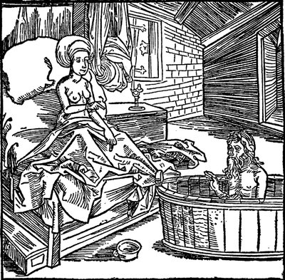 Žena a koupající se poustevník. od attributed to Albrecht Dürer