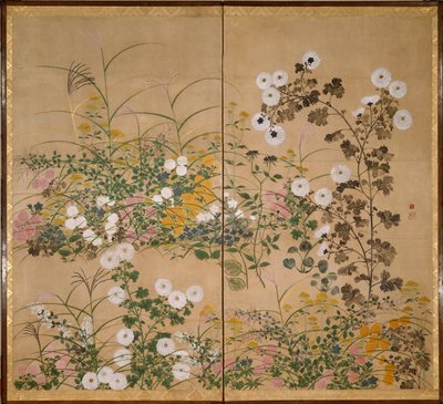 Významná umělecká díla Podzimní trávou ilustrované plátno od attributed to Ogata Kōrin