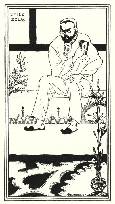 Portrét Emile Zola (rytina) od Aubrey (after) Beardsley