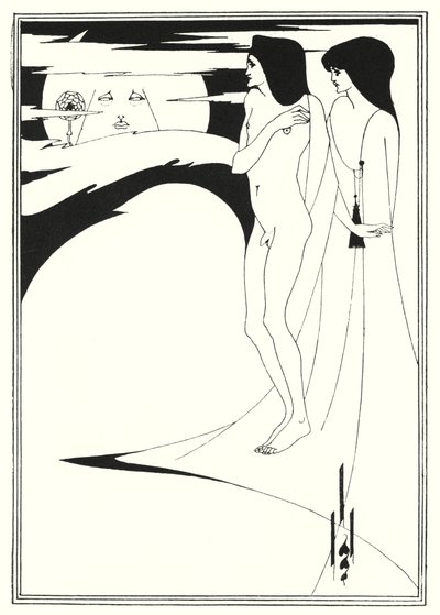 Žena v měsíci (rytina) od Aubrey (after) Beardsley