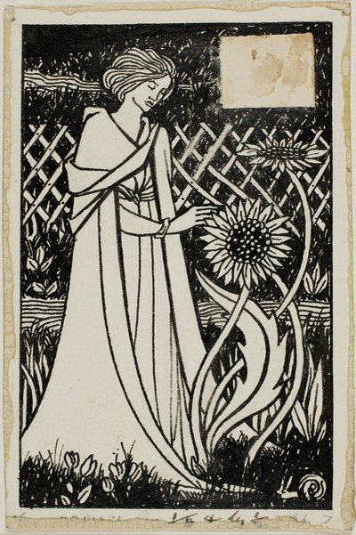 Dekorativní studie: Žena se slunečnicemi od Aubrey Beardsley