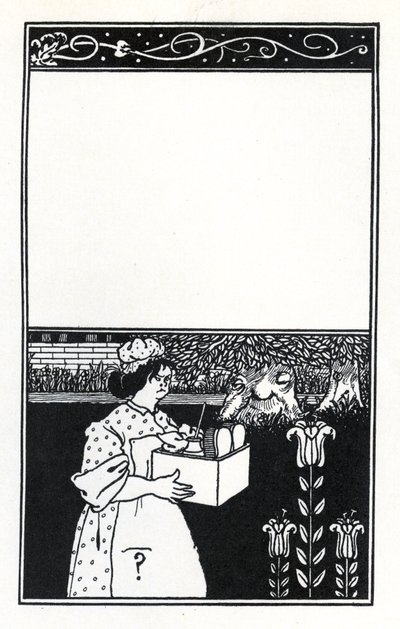 Návrh obálky knihy "The Barbarous Britishers" od H.D. Trailla od Aubrey Beardsley