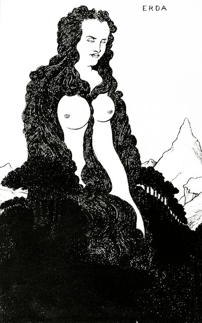 Erda, ilustrace pro ‚Das Rheingold‘ 1896 od Aubrey Beardsley
