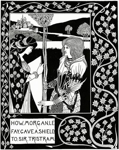 Jak Morgan le Fay dal štít siru Tristramovi, ilustrace z „Le Morte d