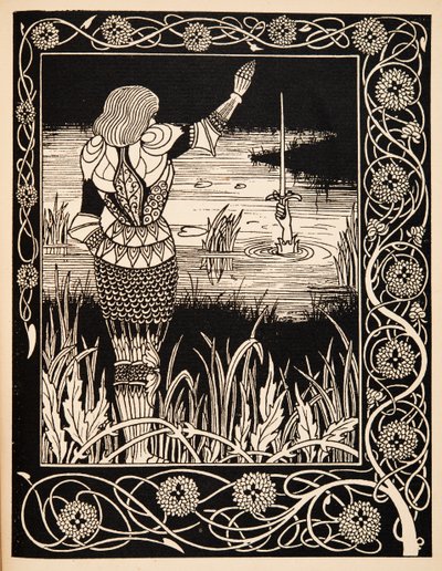 Jak sir Bedivere hodil meč Excalibur do vody od Aubrey Beardsley