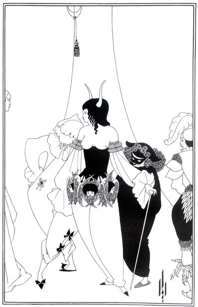 Ilustrace k Masce červené smrti od Edgara Allana Poea, 1895 od Aubrey Beardsley