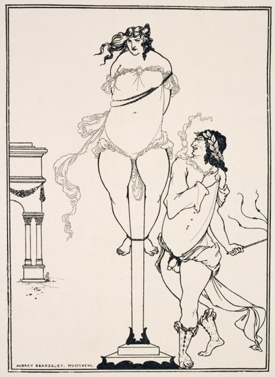 Juvenal bičuje ženu,1896 (rytina) od Aubrey Beardsley