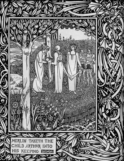 Merlin bere dítě Artura do své správy, c1893 od Aubrey Beardsley