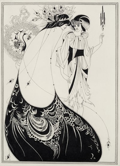The Peacock Skirt, ilustrace k anglickému vydání `Salome od Oscara Wilda (1854-1900) 1893 (černý inkoust a grafit na papíře) od Aubrey Beardsley
