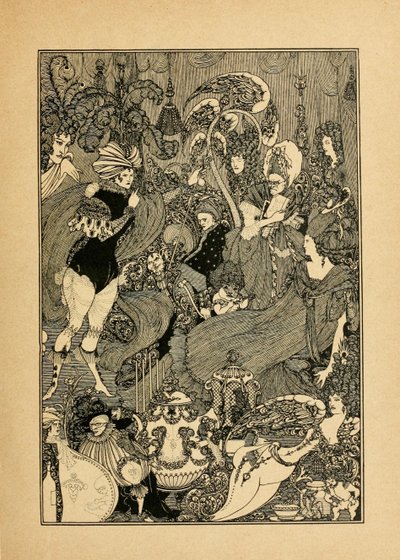 Znásilnění zámku. Ilustrace pro The Cave of Spleen od Alexandra Popea od Aubrey Beardsley