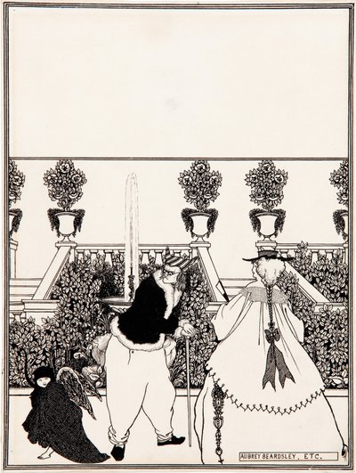 Vyjíždění Amora ze zahrady přípravná kresba k obálce filmu The Savoy, č. 3, červenec 1896 od Aubrey Beardsley