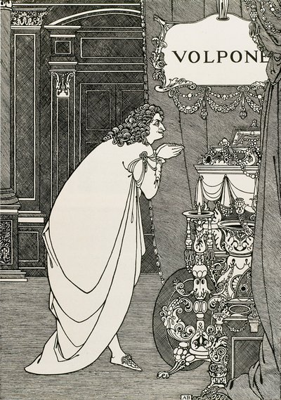 Titulní strana Volpone or the fox (1609) napsal Ben Johnson od Aubrey Beardsley