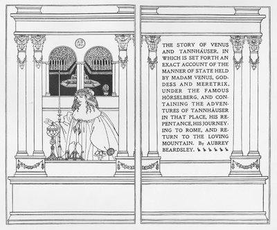 Titulní strana knihy "Příběh Venuše a Tannhäusera", 1895 od Aubrey Beardsley