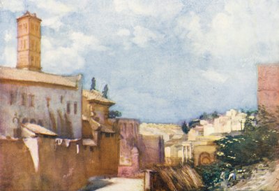 Řím: Francesca Romana a Forum (barevná litografie) od Aubrey Waterfield