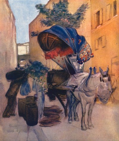 Řím: Římský vozík na víno (barevná litografie) od Aubrey Waterfield