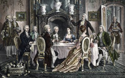 Večeře v domě Emanuela Schikanedera pro Wolfganga Amadea Mozarta od August (after) Borckmann